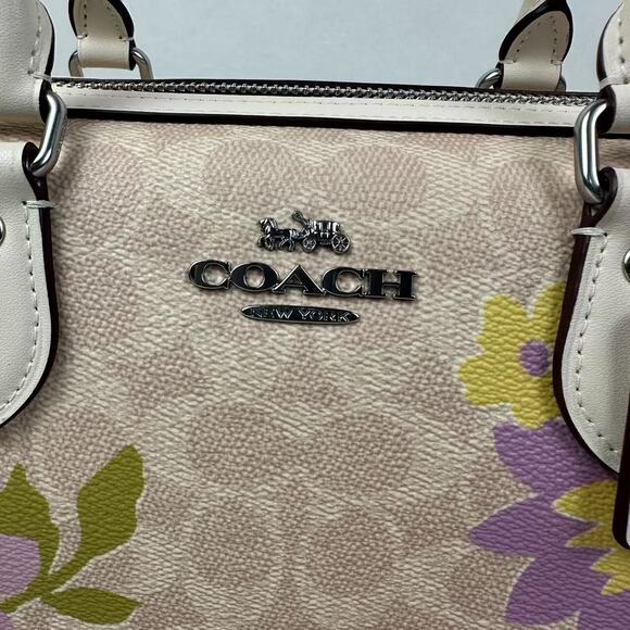 COACH Rowan Satchel Crossbody Bag Signature Canvas Floral Print CBG72 Sand NWT - Picture 10 of 11